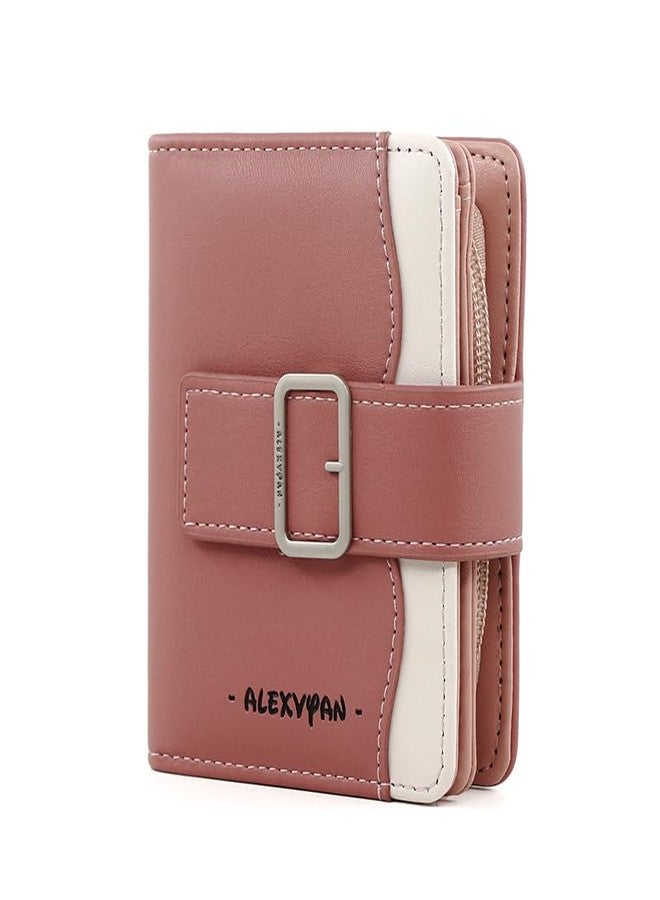 Alexvyan Small Wallet for Women, Compact Bifold Women's Purse Wallet Organizer Female Hand Clutch Women/Ladies/Girls Wallets Credit Card Holder -Belt Design-Pink - Image 1